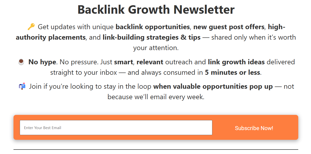 Backlink Growth Newsletter